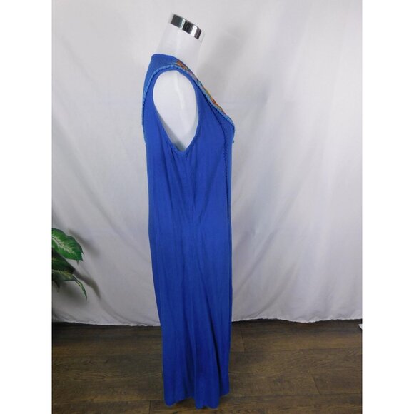 Studio West Apparel Dress Womens Small Blue Embroidered Boho Sleeveless Maxi - Picture 8 of 11